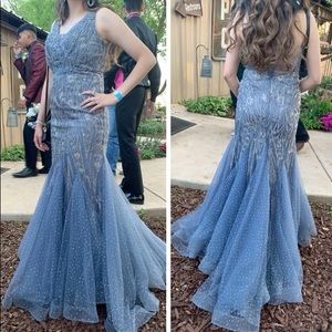 Light Blue- Grey Ellie Wilde Prom Dress